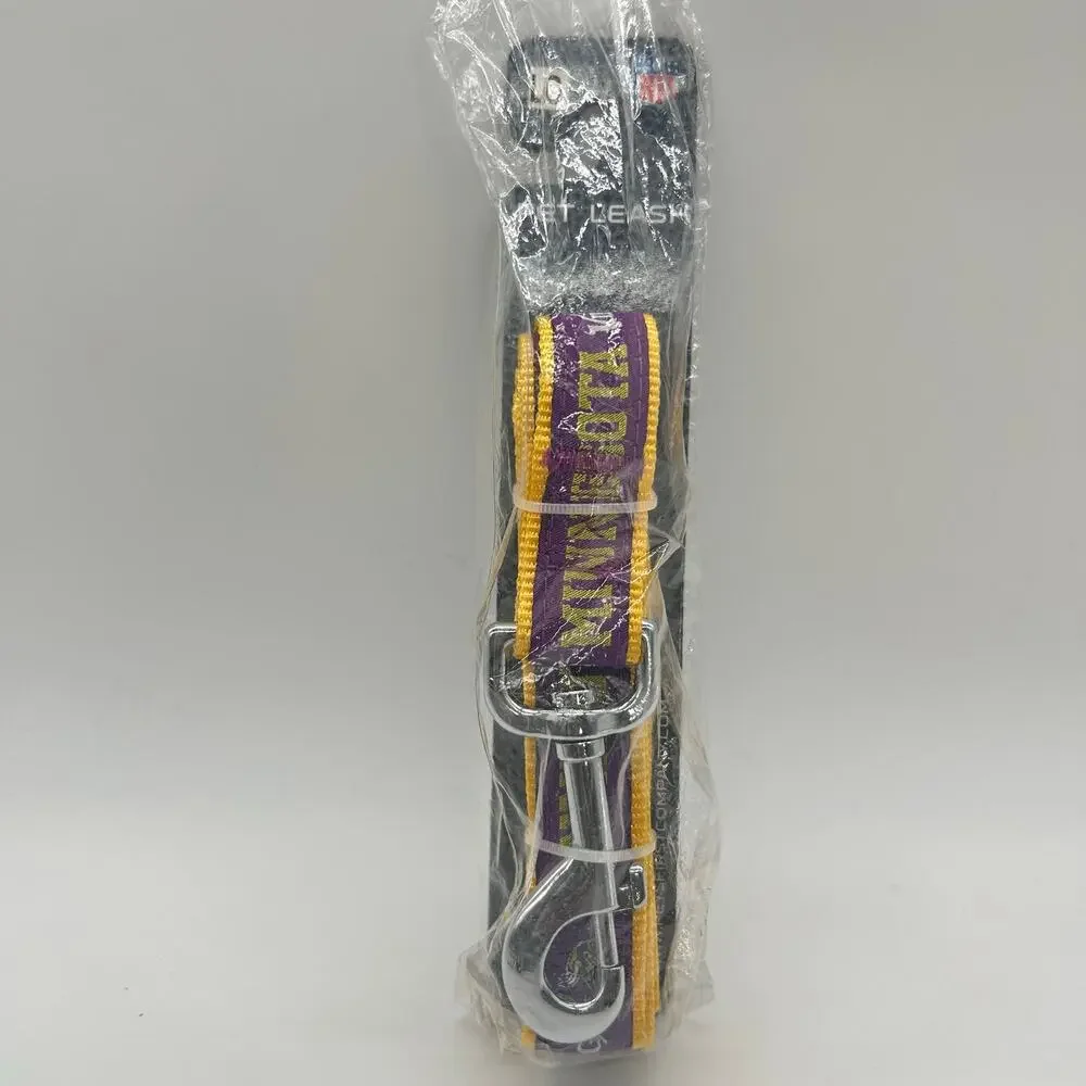 Minnesota Vikings Dog Leash Large Purple Yellow Nylon 6 Feet NEW‎